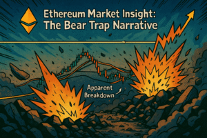 Ethereum bear trap analysis chart showing indicator signal scores across six timeframes with short-term bearish readings transitioning to bullish weekly structure on October 9, 202