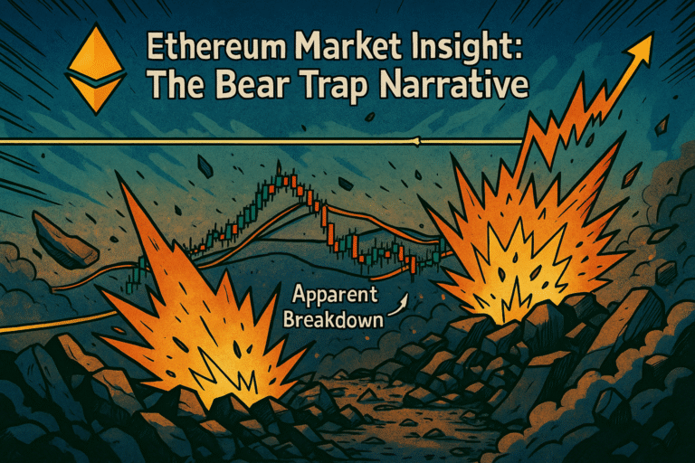 Ethereum bear trap analysis chart showing indicator signal scores across six timeframes with short-term bearish readings transitioning to bullish weekly structure on October 9, 202