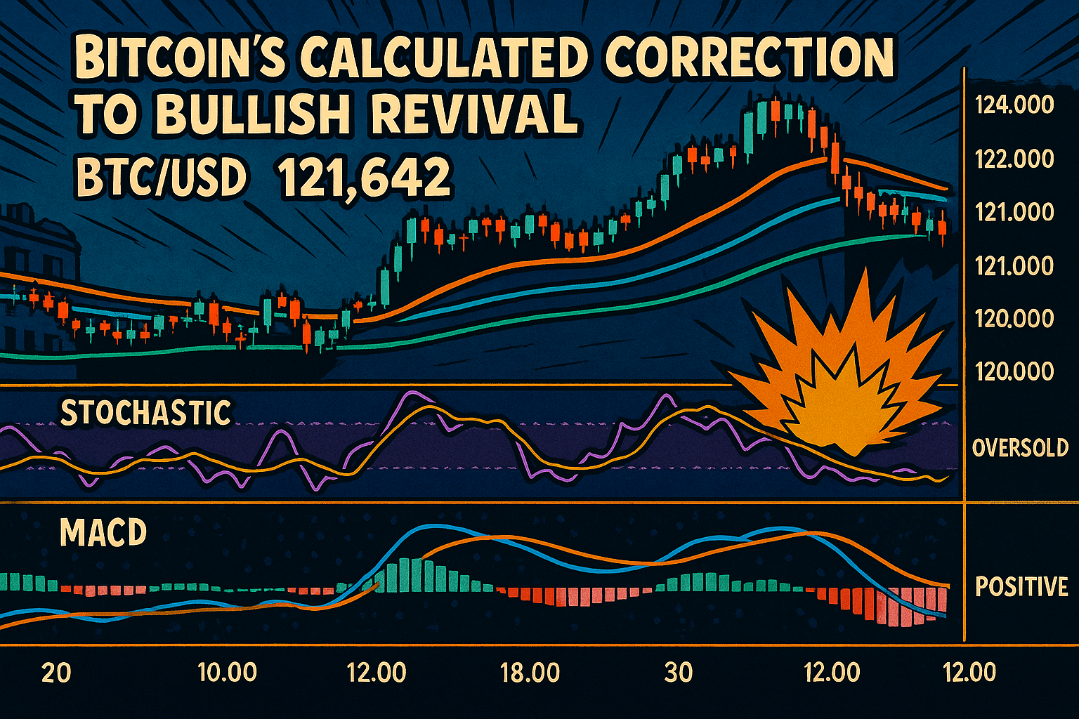 BTC indicator signal scores chart showing MACD, RSI, DMI, SRSI, and CMF across six timeframes (2H, 4H, 6H, 12H, 1D, 1W) with values ranging from -1 (strong bearish) to +1 (strong bullish). Chart displays grouped bars color-coded by indicator revealing short-term bearish signals transitioning to longer-term bullish momentum.