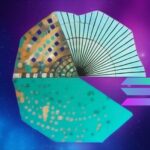 Abstract digital artwork illustrating Solana fundamentals, featuring a multicolored circular chart design with ascending stacked layers and geometric highlights, set against a purple background.