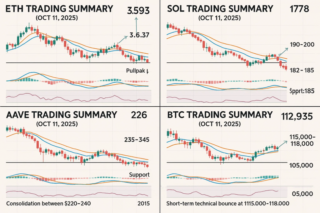 AAVE , BTC, ETH , SOL / USDT – UPDATE – 2025 10 11 – AM