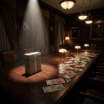 Stack of cash on boardroom table