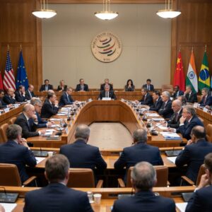 World Trade Organization meeting with international delegates