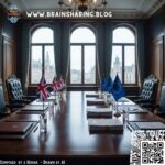 UK and EU flags on conference table