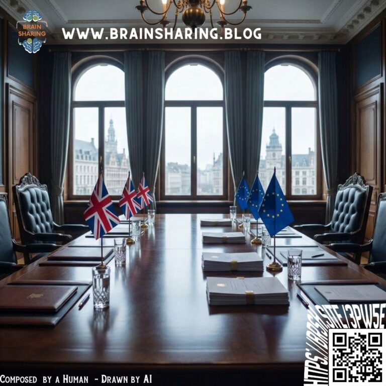 UK and EU flags on conference table