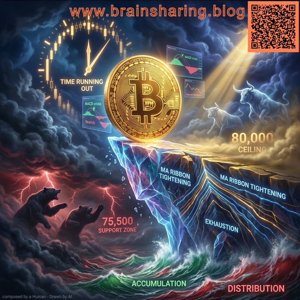 Bitcoin cliff edge with bulls and bears