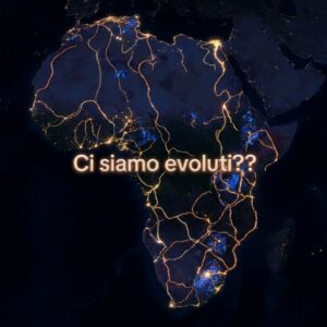 Africa notturna con reti luminose e testo