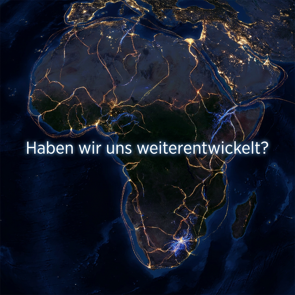 Afrika bei Nacht mit leuchtenden Netzwerken