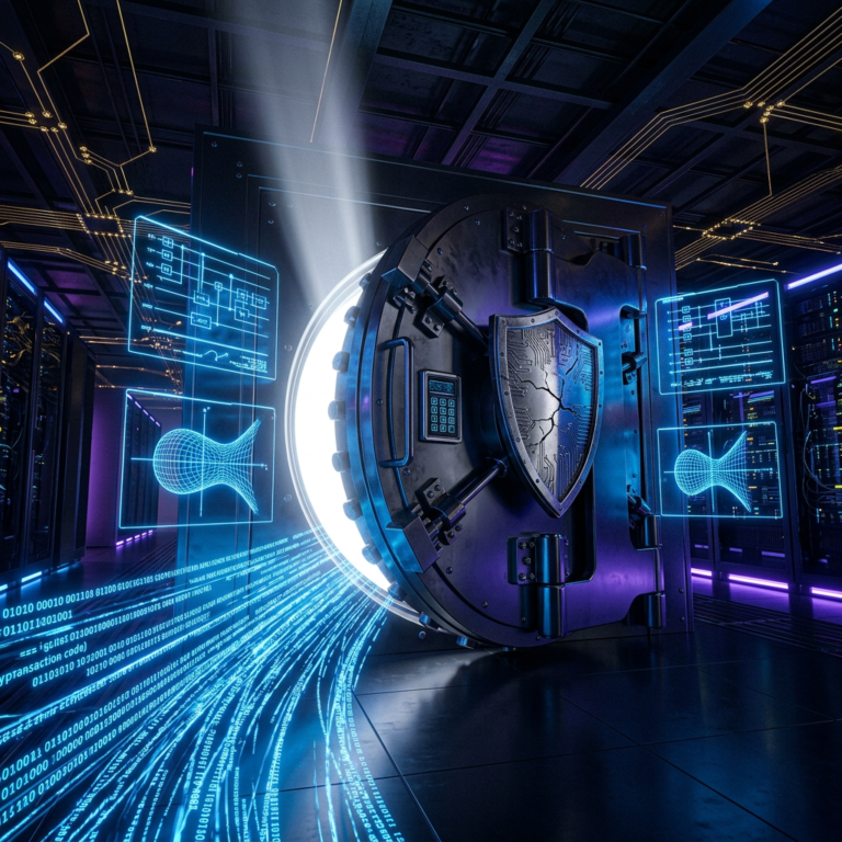 High-tech vault protecting digital data in server room