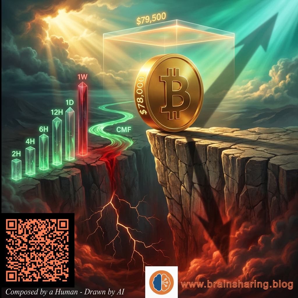 Bitcoin coin on cliff with rising price chart