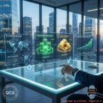 Interface holographique blockchain et matières premières en bureau