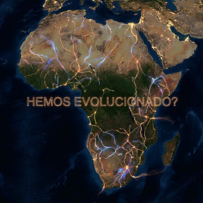 Mapa nocturno de África con redes luminosas