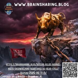 Golden Bitcoin bull chained on cliff edge