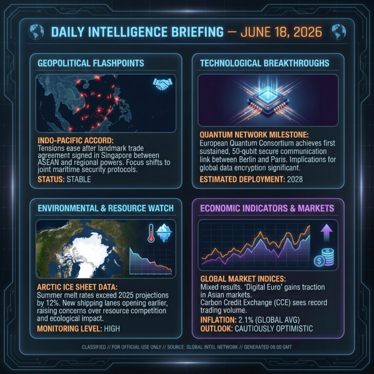 Daily Intelligence Briefing dashboard with global updates