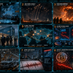 Global crisis news dashboard with geopolitical and market shocks