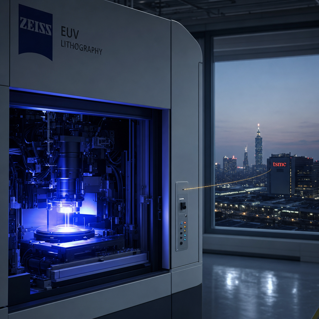 ZEISS EUV lithography machine with city skyline view
