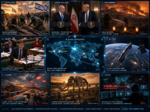 Global news dashboard with geopolitics, environment, tech and economy