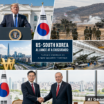 AI Generated editorial collage: US-South Korea alliance crisis and Turkey partnership