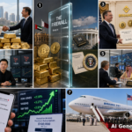 AI generated editorial collage depicting the firewall pattern between foreign government money and US policy decisions