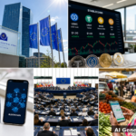 AI Generated: Euro currency and digital technology collage