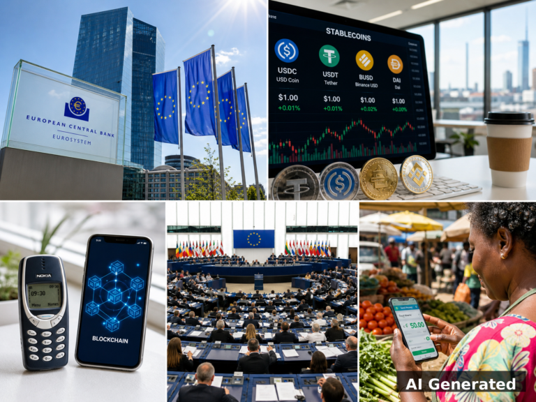 AI Generated: Euro currency and digital technology collage
