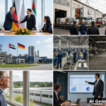 AI generated collage: German manufacturing foreign takeover hollowing-out test