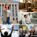 AI generated cover image: philosophical collage about individual conscience and state power