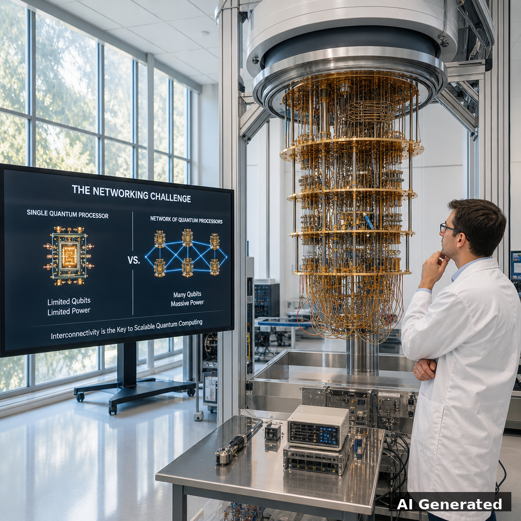 Quantum computer laboratory showing networking challenge