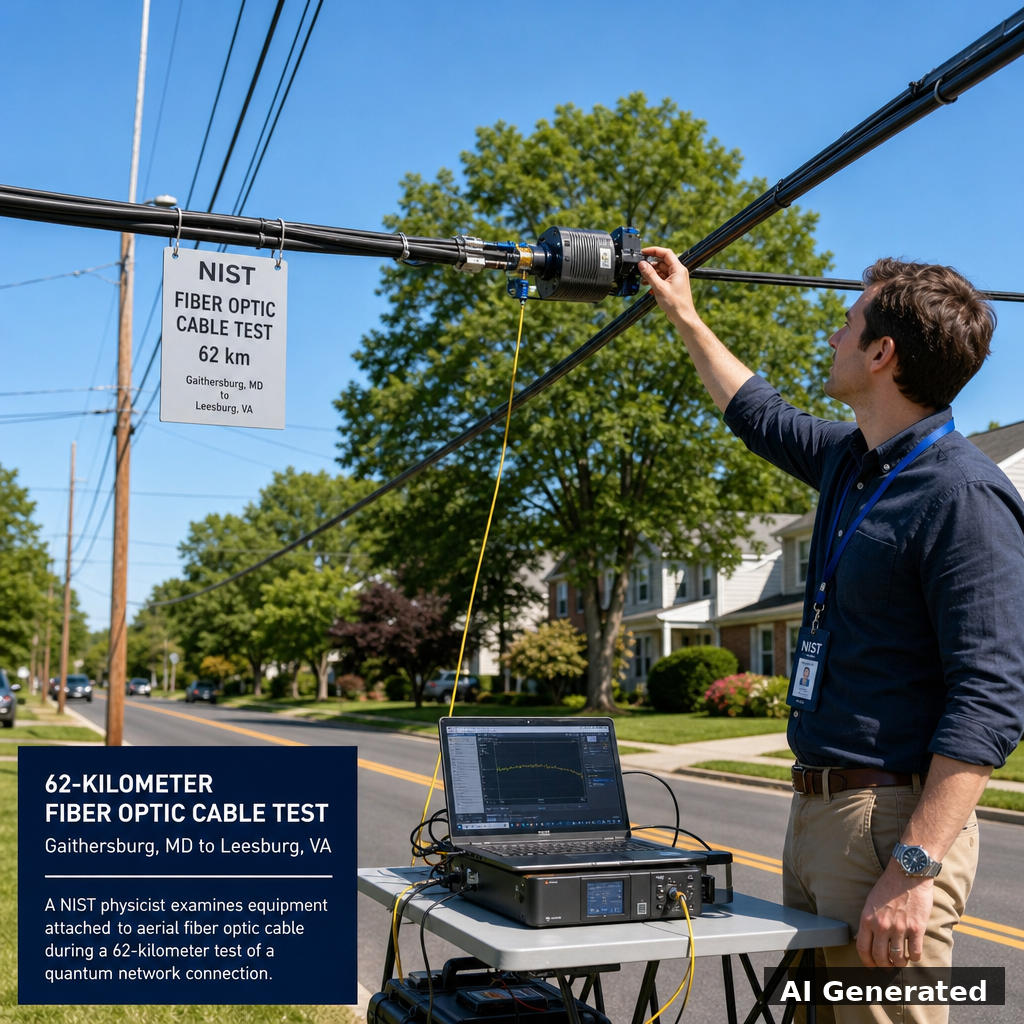 Fiber optic cables on suburban utility poles for quantum networking test