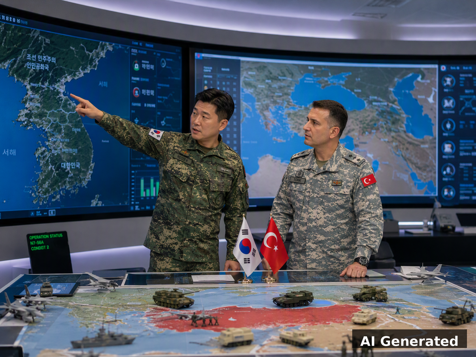 Military command center showing Korean and Turkish strategy