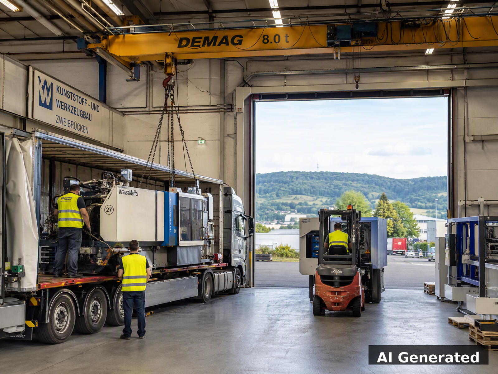 German factory machines being loaded onto trucks after foreign takeover