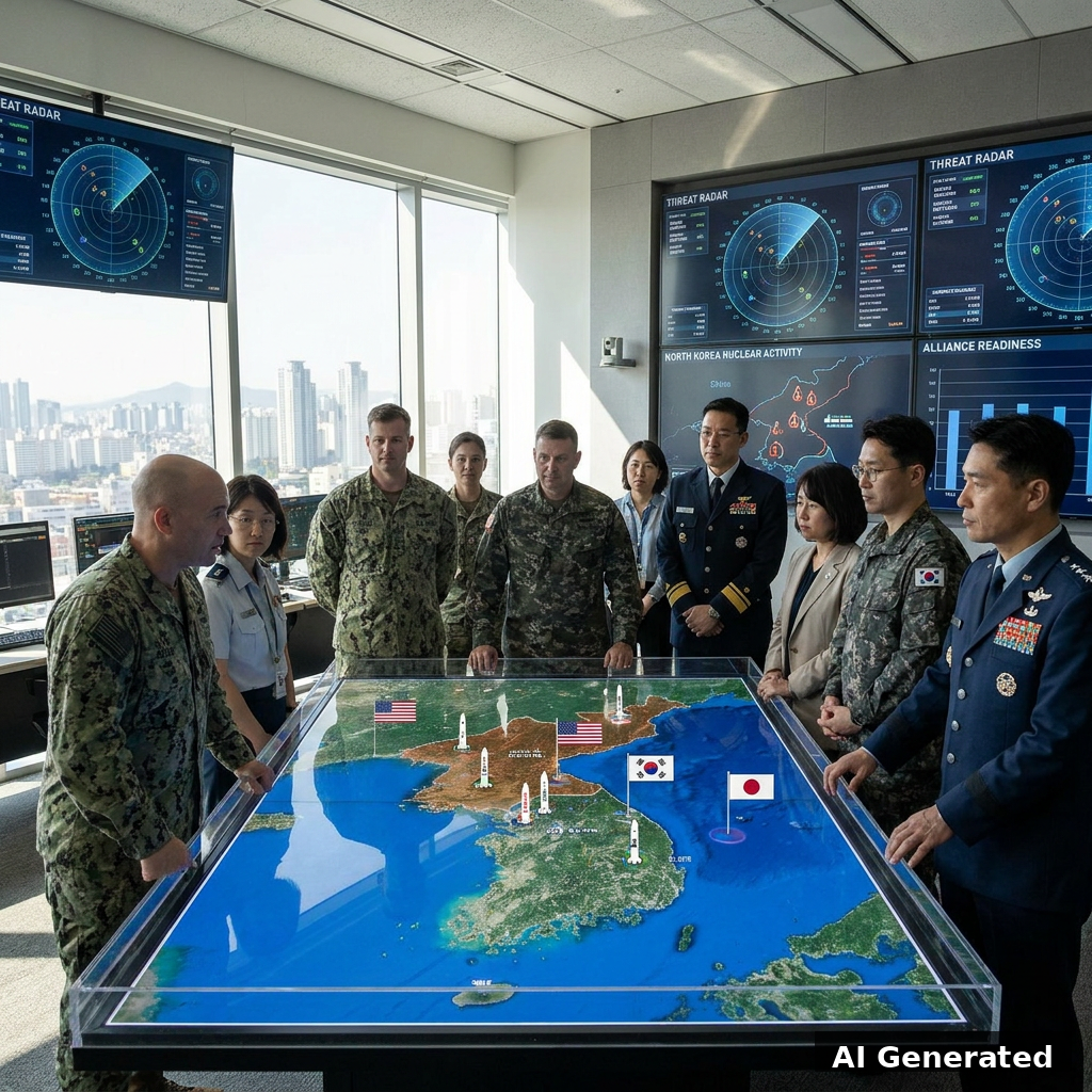 AI generated image for: Old alliances struggle to deter a battle-hardened nuclear Pyongyang today.