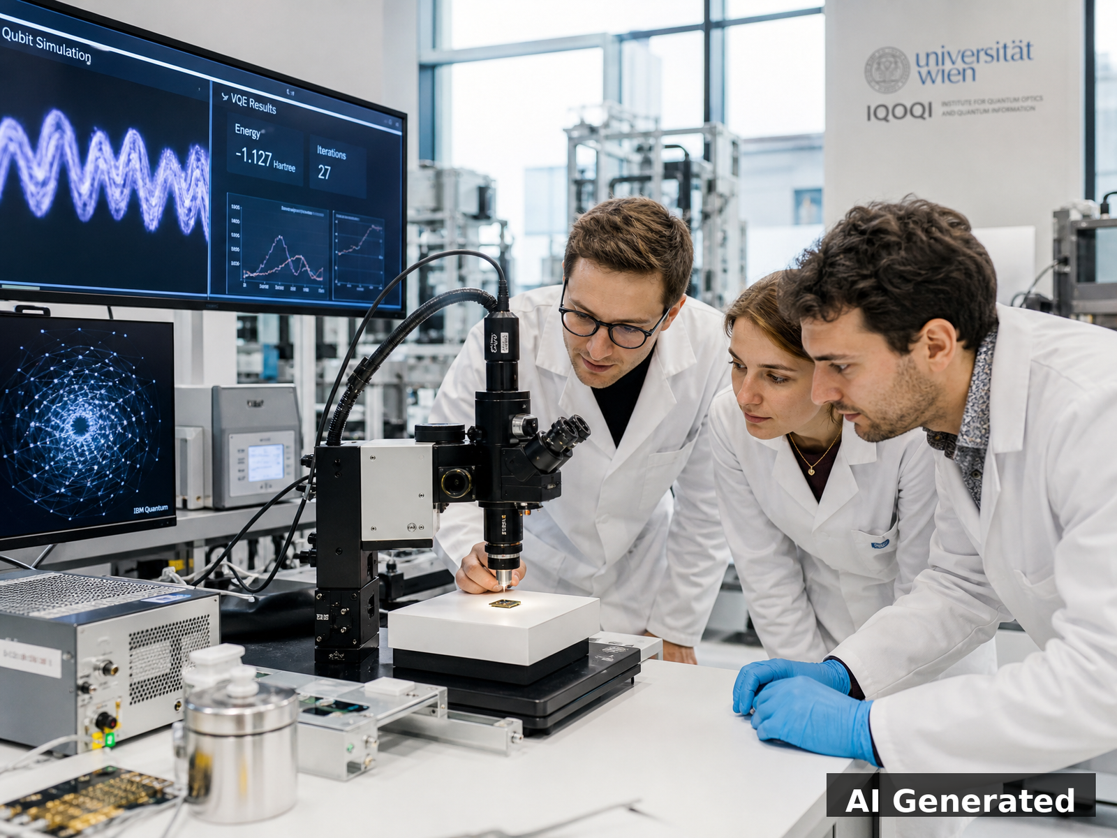 AI Generated image of quantum computing hardware in a university laboratory