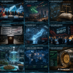 AI Generated - Nine-panel intelligence collage: Greenland Arctic treaty signing, Riyadh air-defense alert, water infrastructure courtroom, press podium, AI hologram escaping containment, trading floor IPO countdown, nitrogen reactor, crypto ETF wall, central holographic world map