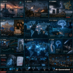 AI Generated - Nine-panel intelligence collage: 1) US naval escort of oil tankers through the Strait of Hormuz after Trump rejected Iran's reopening proposal; 2) Ukrainian drone and artillery defence of the Lyman sector; 3) Europe's energy-policy whiplash - nuclear revival and geothermal under extreme weather; 4) Pope Leo XIV's European solidarity moment alongside rising household energy bills; 5) frontier AI labs and the deep-sea robotics frontier; 6) sovereign bond yields, dollar signals and ECB expectations; 7) bone density as a window on brain aging plus the cislunar frontier; 8) governance attacks draining DeFi protocols and institutional crypto rails; 9) holographic world map correlating Washington, Tehran, Kyiv, Rome, Frankfurt and London.