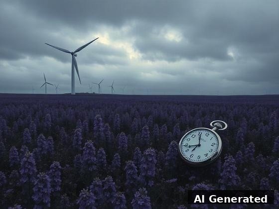 Through the lens — field. Giant pocket watch half-sunk in the blooms — Dalí's soft time lying in the flowers.