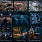 AI Generated - Nine-panel intelligence collage: Russian diesel deal tanker convoy (3 million tonnes), Saudi-led coalition strikes 136 targets in Yemen, Hurricane Isaias 105 mph Florida landfall, Nobel Peace Prize snub rally in Syracuse, holographic world map (Moscow, Washington, Miami, Riyadh, Kyiv, Beijing), Anthropic cuts agent internet access, reserves 734.6 billion dollars trading floor, Type 5 diabetes official with Abric Romani Neanderthal spears, CFTC event contracts rule at the US Capitol.