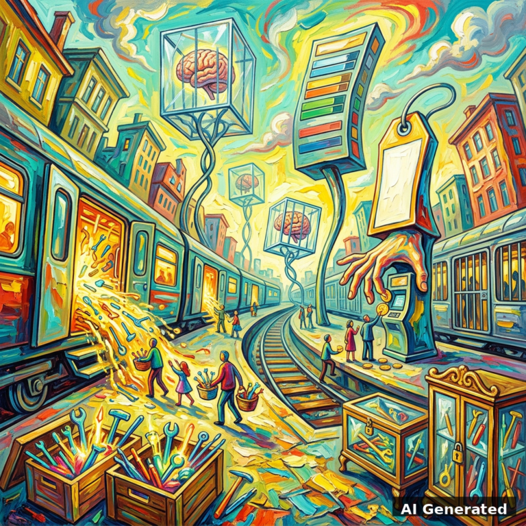 KI-generiertes Titelbild der deutschen Ausgabe, expressionistisch-surrealistische Kunst