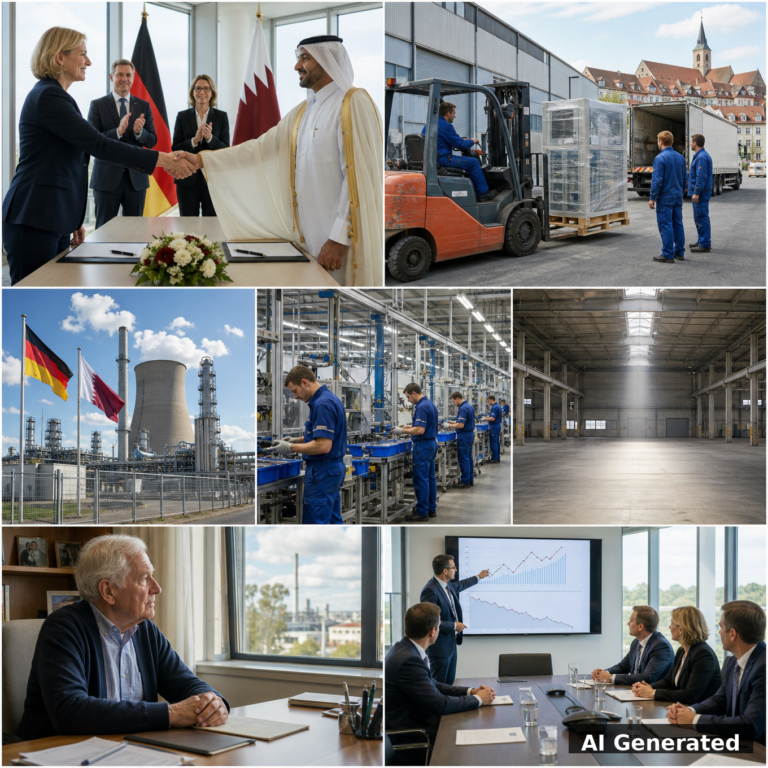 Collage généré par IA du test du dépérissement de l'industrie allemande