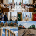 Généré par IA : image principale — Accords d'Abraham contre Pacte de La Mecque, deux blocs rivaux au Moyen-Orient