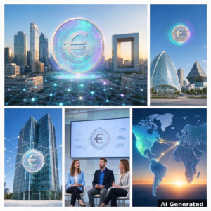 AI generated collage: l'euro numérique de l'Europe — souveraineté ET influence (Partie 3)