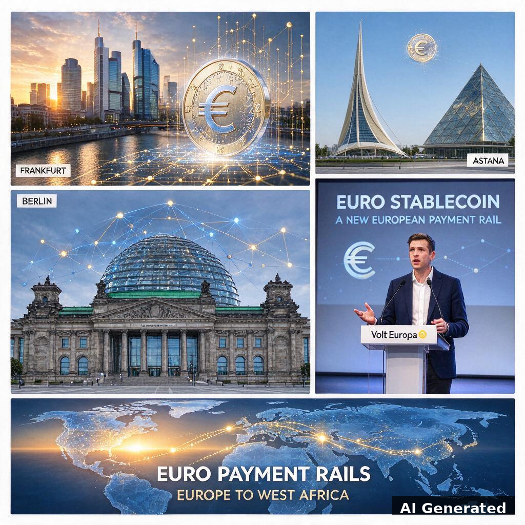 KI-generiertes Collage: Europas digitaler Euro — Souveränität UND Einfluss (Teil 3)