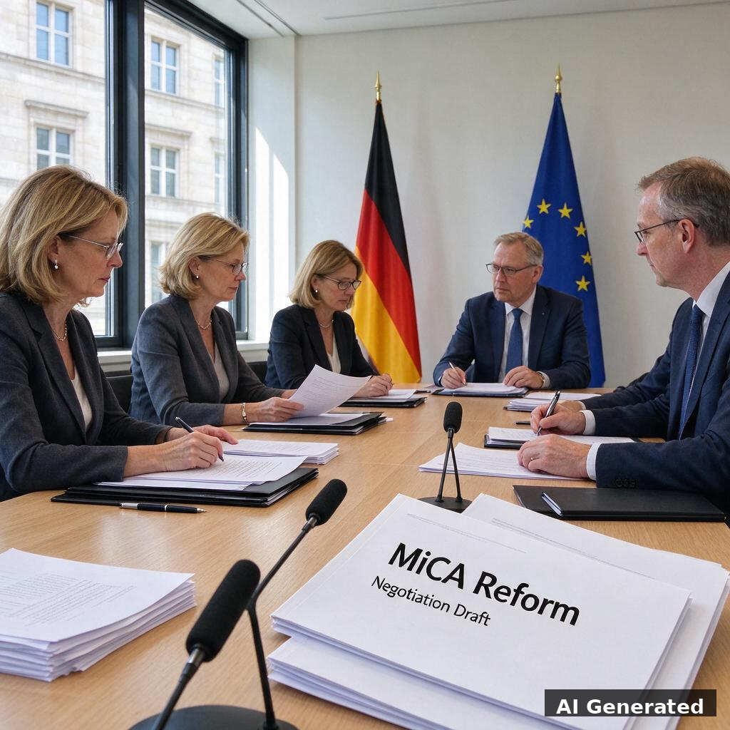 KI-generiertes Abschnittsbild: MiCA-Reform-Verhandlungen in Berlin