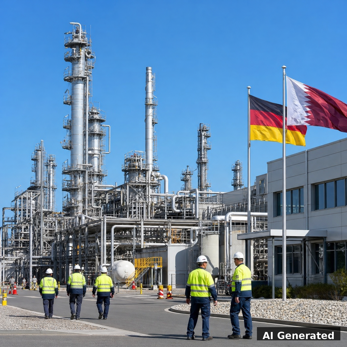Vue aérienne générée par IA d'une usine chimique allemande florissante